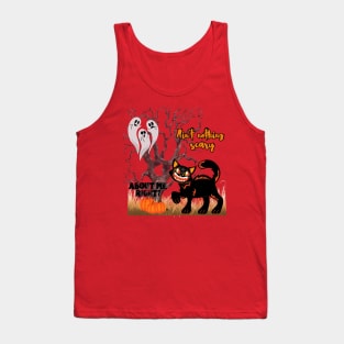 Scary black cat, cute ghosts Tank Top